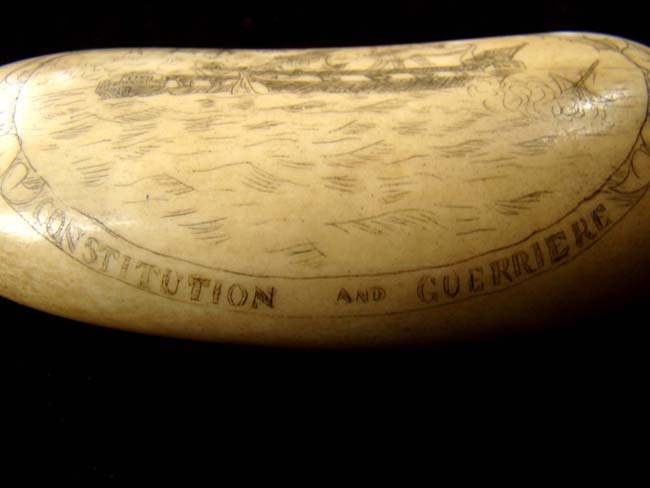 An attractive late 19th or early 20th century scrimshawed whale's tooth with US Navy theme — image 2